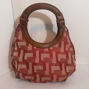 Vintage 90's Purse Nine‎ West Red And Brown With Geometric Side Zippers So Cute!